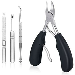 URAQT Nagelknipper, 4PCS Nail Clippers Tool voor Dikke Toenails, Roestvrij Staal Nagelsnijder voor Pedicure, Teen Nagelknipper Voor Zware Toepassingen Kniptangen Set Voor Dikke En Ingegroeide Teennagels