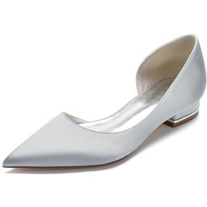 Hanfike Vrouwen Flats Schoenen Voor Bruiloft Slip-on D'Orsay Solid Formele Party Schoenen JY213, Zilver, 37 EU