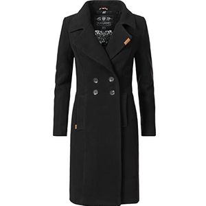 Navahoo Winterjas voor dames, wol-look, winterparka, trenchcoat, XS-3XL, zwart, XL