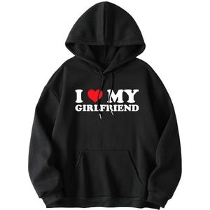 I Love My Girlfriend I Heart My Girlfriend Hoodie Unisex Pullover Fashion Gift Top Unisex Sweatshirt Grafische Hoodies, Zwart, S