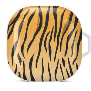 Tijger oranje gestripte huid oordopjes hoesje compatibel met Samsung hard shell beschermhoes wit stijl