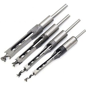 QISF Houten boorset, boor voor vierkante gaten voor hout, houtbewerkingsgereedschap, 6,4 mm, 7,9 mm, 9,5 mm, 12,7 mm, boorsets voor houtbewerker, vierkante gatenboor, boorgereedschap