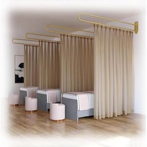 Schoonheidssalon Scheidingsgordijn U-vormig Lange Steunstang Scheidingswand Doorschijnend Woonkamer Eetkamer Gordijn, Schoonheidssalon Laboratorium Spa Standgordijn(Color:Brown,Size:Rod-230cm)