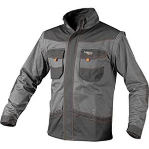 NEO TOOLS 2-in-1 werksweatshirt voor heren, werkkleding, werkkleding, vest, 100% katoen, gewicht 260 g/m2, afneembare mouwen, grijs
