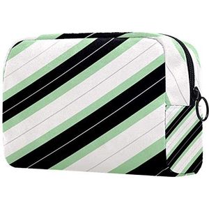 Dames Make-up Tas Meisje Cosmetische Tassen Toilettas Organizer Pouch met Rits 7.3x3x5.1 Inch Groene Lijn