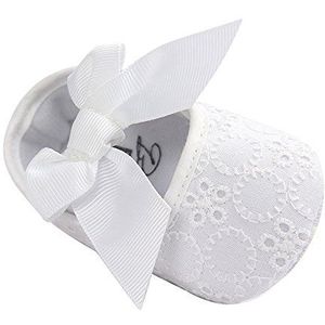 LACOFIA Baby Meisjes Schoenen Baby Prinses Strik Antislip Zachte Zool Doop Schoenen Wit 3-6 maanden