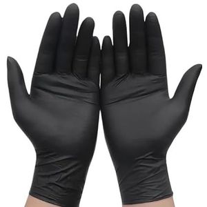 20/50/100 stuks zwarte nitril handschoenen for eenmalig gebruik, huishoudelijk, schoonmaak, haarverf, tatoeages(100PCS,M)