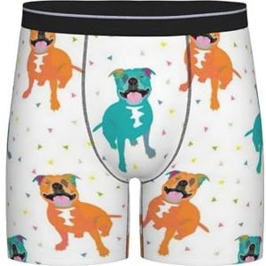 GRatka Boxer slips, heren onderbroek boxer shorts been boxer slips grappig nieuwigheid ondergoed, Happy Staffy wit, zoals afgebeeld, XXL