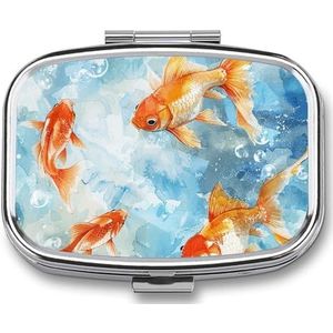 Zwemmen in Water Pillendoos voor Portemonnee Pocket Kleine Vierkante Pil Case Decoratieve Geneeskunde Doos Reizen Geneeskunde Tablet Case Vitamine Organizer Pil Container Houder Unieke Gift