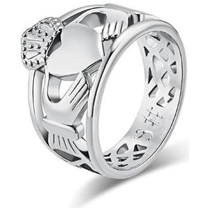 Traditionele Claddagh trouwring koppels voorstel bruiloft handen liefde hart forTitanium Ring Ring (Color : Steel, Size : 9#)
