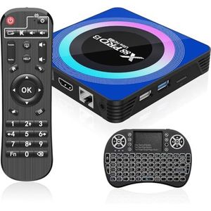 Android 13.0 TV Box, Android Box 4GB RAM 64GB ROM Quad-Core con Mini Teclado Inalámbrico, 2.4/5.0GHz Wi-Fi de Doble Banda BT 5.0 10/100M Ethernet HDMI 8K Android TV Box