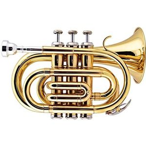 studen pocket trompet Pocket Trompet Bes Blaasinstrument Mini Trompet Messing Instrument Palm Trompet Beginner pocket trompet