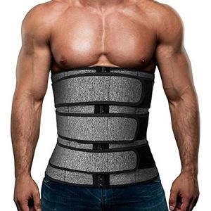 Hidyliu Mens Workout Waist Trainer Neoprene Corset Sauna Sweat Trimmer Cincher Slimming Belly with Belts (Grey Waist Trainer Belt, 3XL)