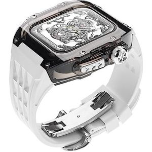 OFWAX Transparante Horlogekast Band Mod Kit, Voor Apple Watch 45mm 44mm, Horloge Cover+Fluororubber Sport Horloge Strap, Voor Iwatch Series 8 7 6 SE 5 4 Band Refit, 44MM, agaat