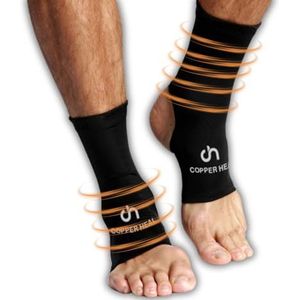 Enkelcompressiemouw van COPPER HEAL (paar) - Hoogste met koper doordrenkte sokken Steunzool Voetzwelling Achillespees Gewrichtspijn Plantaire fasciitis Sportblessure (S)