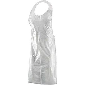 100 wegwerp-schorten voor slagers, levensmiddelenindustrie, welzijn, keuken en doe-het-zelf, rol met rollen (wit)