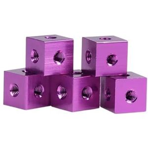 KIAOPU Zeskantmoer, 10 x 10 x 6/10 mm, M3, M4, M5M6, zeskantige aluminium kubusmoer, vergrendelingsschroef voor 3D-printer, doe-het-zelf, acrylbehuizing, paars, M3, 10 x 10 x 10, 10 stuks