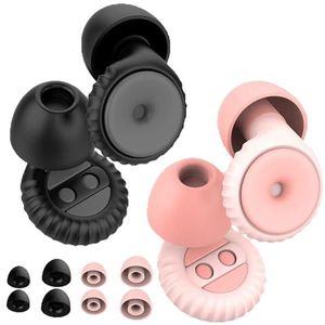 Somnr 2 paar herbruikbare oordopjes om te slapen, 28 dB ruisonderdrukkende oordopjes met 8 oordopjes, ultrazachte siliconen oordopjes voor het blokkeren van snurken, focus, concerten, reizen en werk