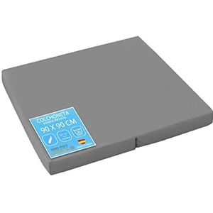 PEKITAS Matras voor box, 90 x 90 cm, dikte 5 cm, opvouwbaar, wasbare overtrek, kern van stevig schuim, grijs, compatibel met Hauk Sleep N Play SQ