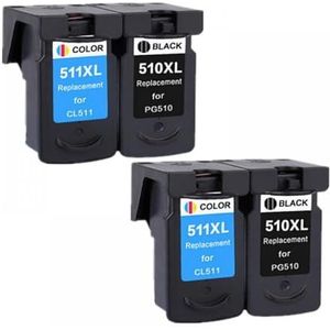 XGdEKA Inktpatroon compatibel met PG510 CL511, compatibel met IP 2700 2702 MP 230 240 250 260 270 330 280 282 MX 320 330 340 350 410 420 serie (2BLACK 2COLOR)
