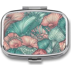 Shell Patroon Print Pillendoos Medicijn Pil Organizer Kleine Pillen Case Reizen Pil Container Draagbare Pil Case voor Pocket 2 Compartiment Pillenhouder Pillendozen voor Reizen