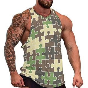 Puzzel Camouflage Heren Tank Top Mouwloos T-shirt Trui Gym Shirts Workout Zomer Tee