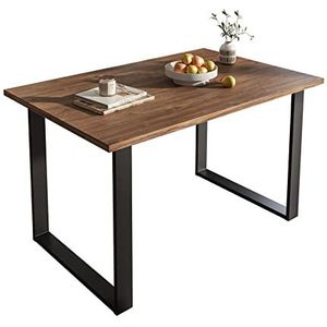 ART tafel 125 cm salontafel eettafel moderne elegante salontafel woonkamer eiken metalen frame in zwart (eiken Stirling)