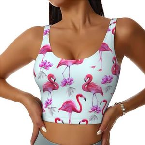 Roze Flamingo's Print Casual Wear Vrouwen Sport Vest Yoga Vest Workout Vest Voor Vrouwen Lichtgewicht Trendy, Zwart, S