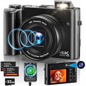 4K digitale camera 64MP autofocus vlogging fotocamera met 32G kaart, 2,8 inch IPS-scherm, 16x digitale zoom, compacte camera voor jongeren, beginners en