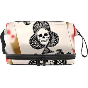 Grote capaciteit reizen cosmetische tas,Clue Ace speelkaarten,Make-up tas,Waterdichte make-up tas organisator, Meerkleurig, 27x15x14 cm/10.6x5.9x5.5 in