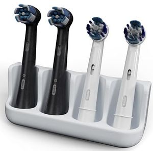 Qikfresh - Houder voor 4 borstels | Voor opzetborstels van Oral B, iO, Philips Sonicare, Waterpik, Fairywill | Gemaakt van voedselveilige siliconen (Wit)