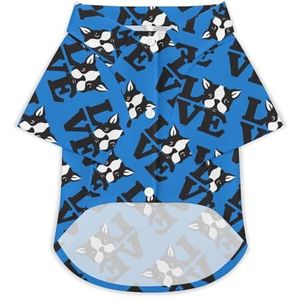 I Love Boston Terriers Hond Hawaiiaanse shirts Gedrukt T-shirt Strand Shirt Huisdier Kleding Outfit Tops L