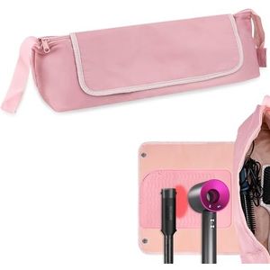 Biiange Hair Tools reistas en krultang isolatiekussen, 2-in-1 reiskapper, ideale reisartikelen voor vrouwen, geschikt voor krultang, platte clip, stijltang (roze), roze