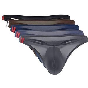 Panegy Heren String Dunne Ijs Zijde Onderbroek Laagbouw Bikinibroekje T-back Slip 5-pack