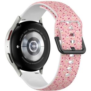 Sport-zachte band compatibel met Samsung Galaxy Watch 6 / Classic, Galaxy Watch 5 / PRO, Galaxy Watch 4 Classic (Flamingo Ice Cream) siliconen armband accessoire