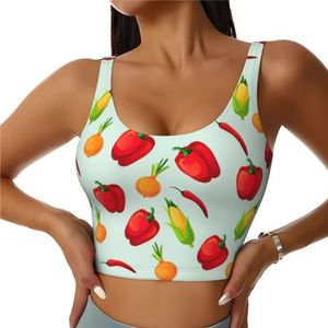 Groente Maïs Print Casual Wear Vrouwen Sport Vest Yoga Vest Workout Vest Voor Vrouwen Lichtgewicht Trendy, Zwart, S