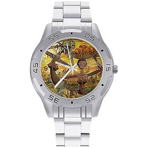 Naakte Afrikaanse Meisjes Mannen Polshorloge Mode Sport Horloge Zakelijke Horloges Met Roestvrij Stalen Armband, Stijl, regular