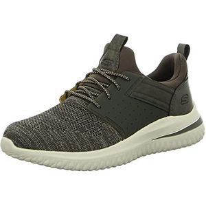 Skechers Heren Delson 3.0-Cicada Gebreide Bungee Lace Slip On, Olijf Gebreid Mesh We Synthetisch, 46 EU