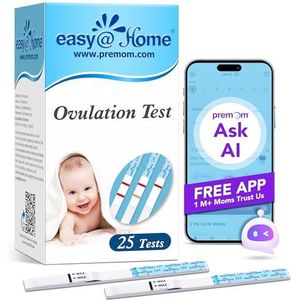Easy@Home 25 x Ovulatietesten, Met Premom Ovulatie Predictor iOS en Android App, 25 LH Strips