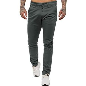 989Zé ENZO Heren skinny slim fit chino's stretch broek broek, Grijs, 34W / 34L