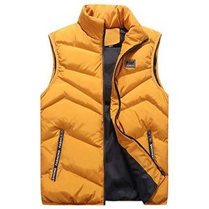 Heren gewatteerde Gilet Bodywarmer Ultralight mouwloos Vest, Geel, XXL
