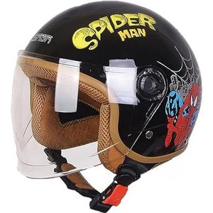 Motorhelm Voor Kinderen, Meisjes, Jongens, ECE-Certificering, Kinderjethelm Met Vizier, Scooterhelm, Kinderscooterhelm, Bromfietshelm, Fietshelm, Snelsluiting, Afneembaar, Wasbaar E,48-56CM