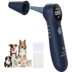 Oorthermometer huisdier 2023NEW, lange sonde voor huisdier oor kanaal, ℃ / ℉ converteren en geluid schakelaar speciale knop, snel en nauwkeurig