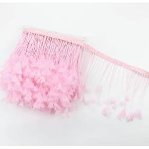 2Meter Kalkoenveren op Tape Kwastje Fringe Trim Decoratie Wit Zwart Veer Ambachten Lint Naaien Handwerk Kleding Decor-5.Pink