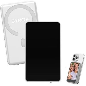SYNCO XView M4 Vlog-Selfie-monitor, 5 inch, draadloos 1080p touchscreen met magnetische houder en bluetooth-afstandsbediening, voor iPhone en Android, wit