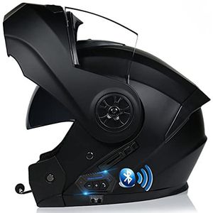RMBDD Opklapbare Bluetooth Motorhelm Modulaire Motorhelm Integraalhelm met Dubbel Vizier DOT/ECE Goedgekeurd met Microfoon voor Automatisch Beantwoorden Geïntegreerde Helm