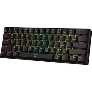 Redragon K630 Dragonborn 60% Bedraad RGB Gaming Toetsenbord, 61 Toetsen Compact Mechanisch Toetsenbord met Bruine Schakelaar, Pro Driver Ondersteuning, Zwart