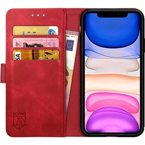 Rosso Element Book Case Wallet Hoesje Geschikt voor voor iPhone 11 | Portemonnee | 3 Pasjes | Magneetsluiting | Stand Functie | Rood