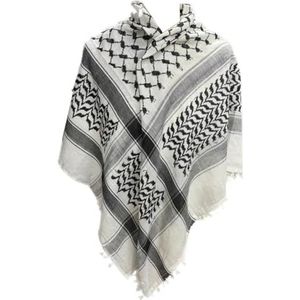 World of Shawls Sjaal Militaire Shemagh Woestijn Palestijnse Arafat Tactische Woestijn Keffiyeh Hoofd Hals Arabische Wrap Zonder Kwastje, Zwart en Wit, 40x40
