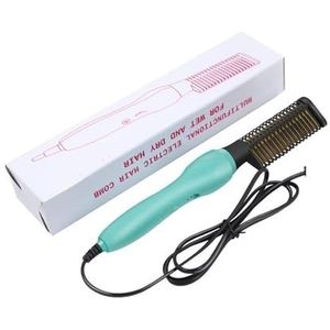 2 in 1 stijltang borstel Professionele Hot Cam Stijltang for Pruiken Haar Curler Stijltang Kam Styling Tools met hoge efficiëntie(Verde)